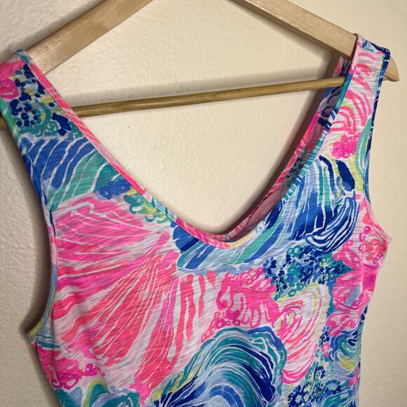 Lilly Pulitzer Gigi V-Neck Tank Top Beach Please 100% Cotton Small - Picture 2 of 8